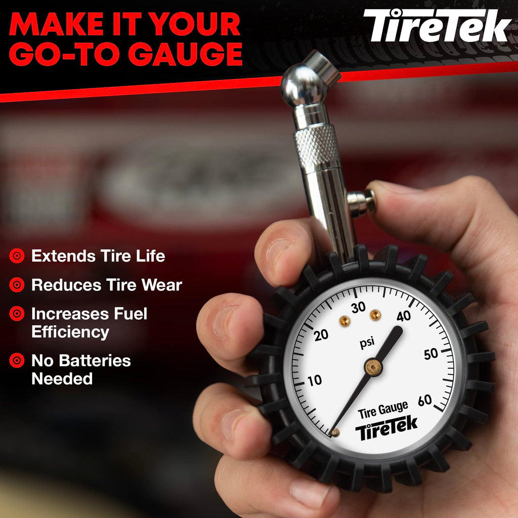 TIRETEK Tire Pressure Gauge for Cars (0-60 PSI) - Tire Gauge for Tire ...