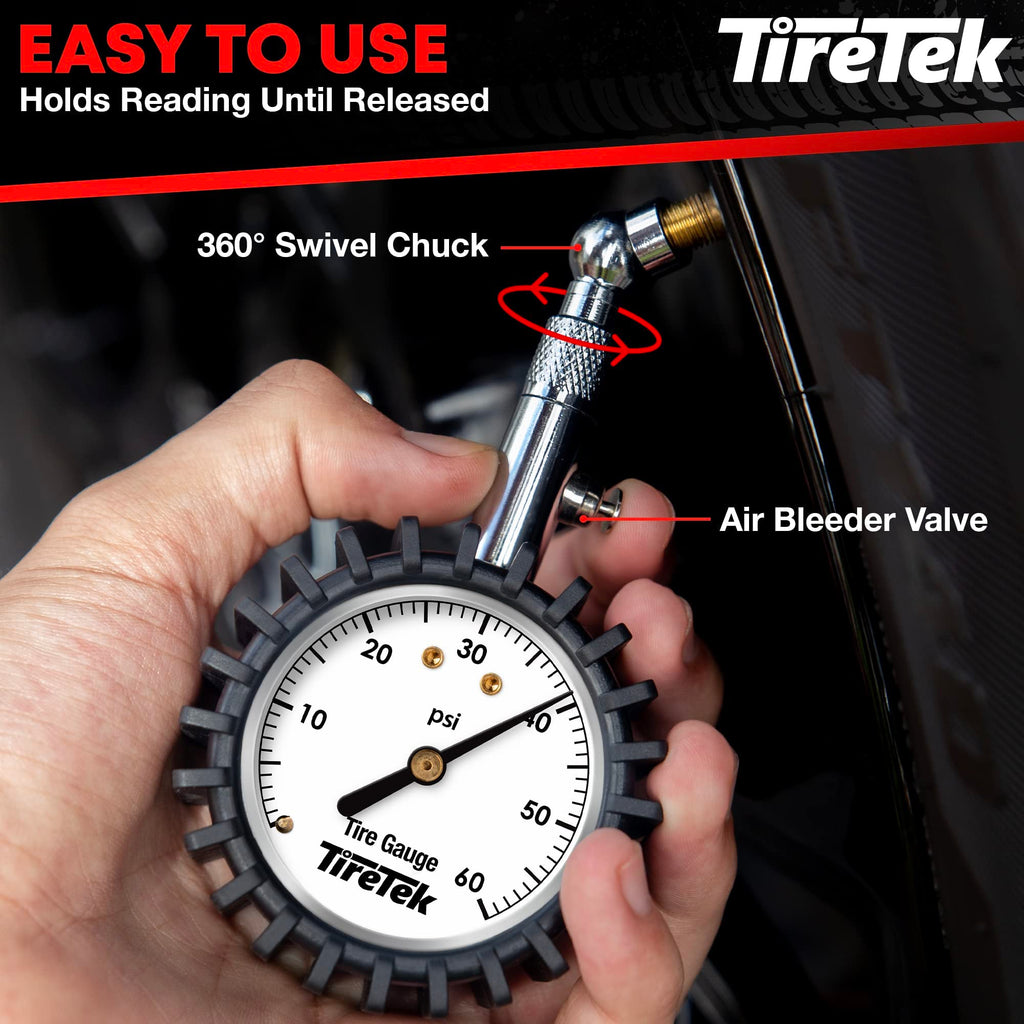 TIRETEK Tire Pressure Gauge for Cars (0-60 PSI) - Tire Gauge for Tire ...