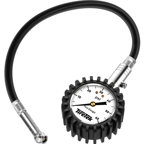 TireTek Motorcycle Tire Pressure Gauge 0-100 PSI - Tire Gauge with Flexible Air Chuck and ANSI B40.1 Accuracy for Motorcycle, Bike, ATV, Car, and SUV