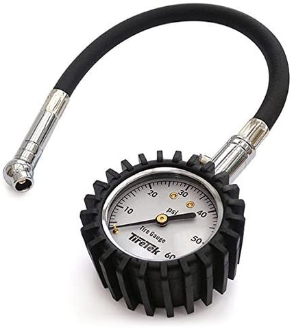 TireTek Tire Gauge 0-60 PSI - Tire Pressure Gauge for Truck, Car, Motorcycle, ATV, and SUV with Flexible Air Chuck and ANSI B40.1 Accuracy