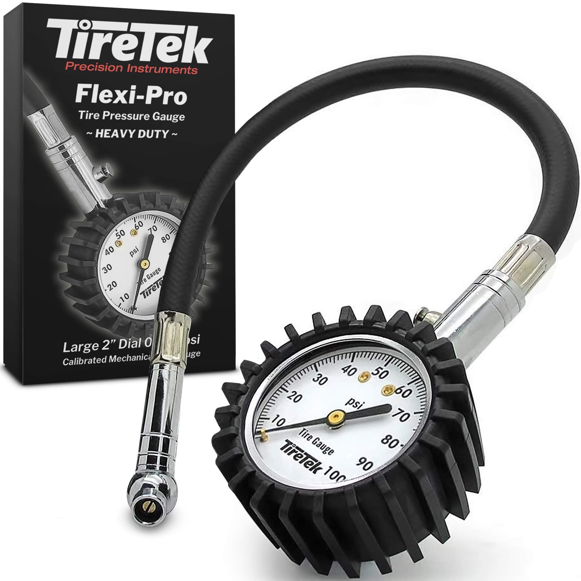 TireTek Motorcycle Tire Pressure Gauge 0-100 PSI Tire Gauge with Flexible  Air Chuck and ANSI B40.1 Accuracy for Motorcycle, Bike, ATV, Car, and SUV  $16.99